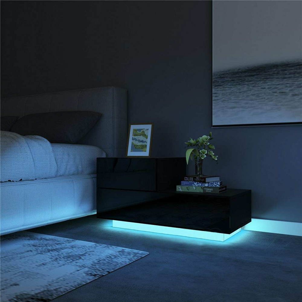 Extreme Gleamy 2-Drawer LED Mounted Side Table