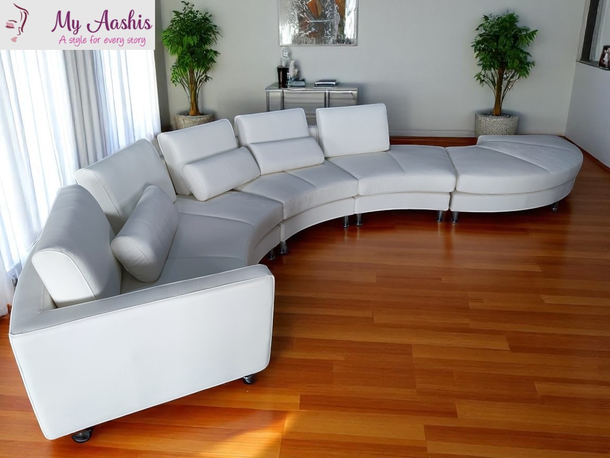 Modern Curvy Leather Sectional Sofa / My Aashis