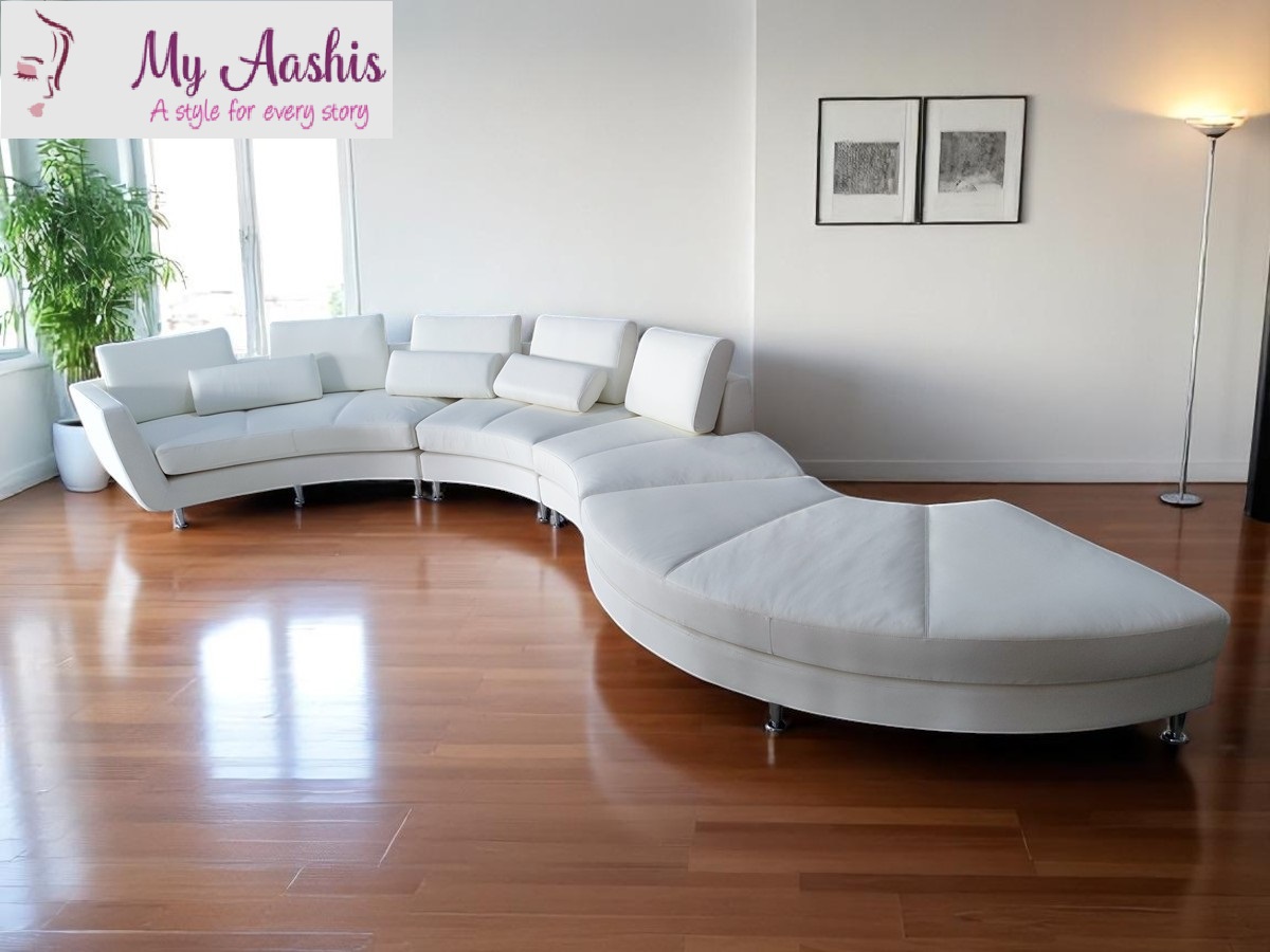 Modern Curvy Leather Sectional Sofa / My Aashis