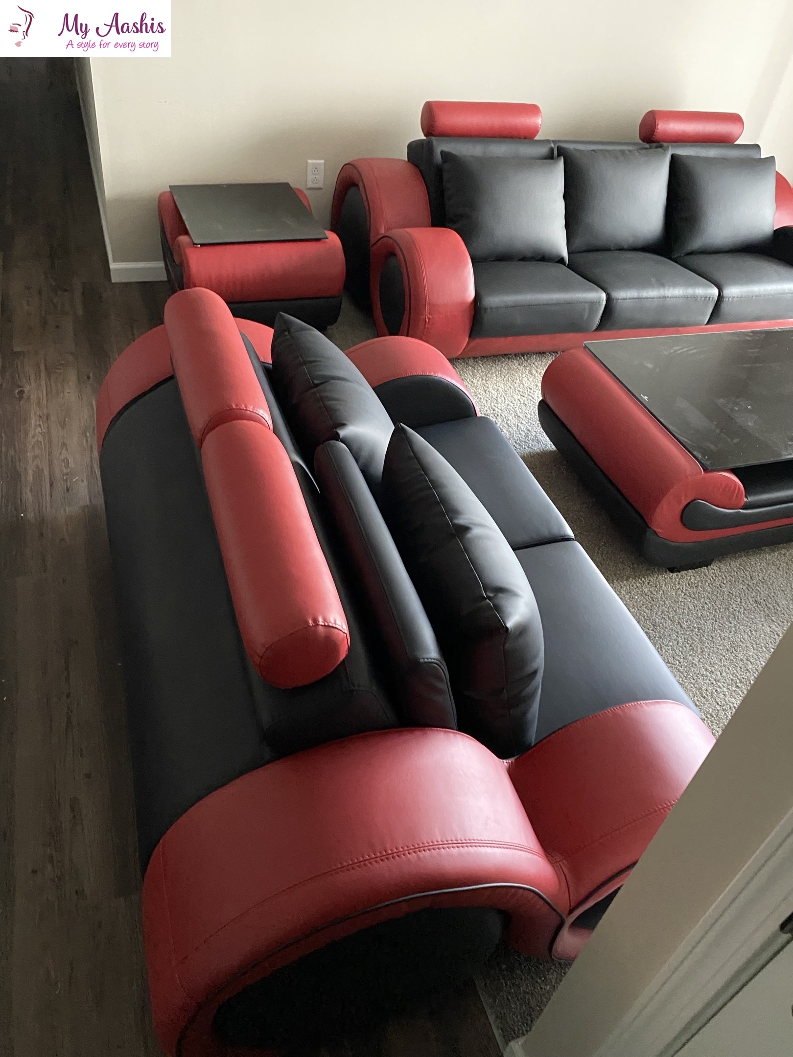 Spurious Italian Leather 3-2-1 Seater Sofa Set With Recliner / My Aashis