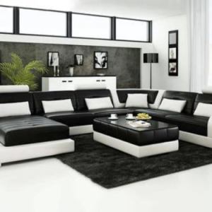 Stylish Contemporary LED Sectional Sofa In Leather / My Aashis