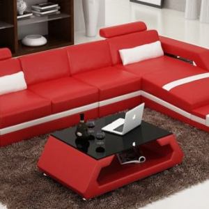 Luxurious Designed Leather Sectional Sofa With LED / My Aashis