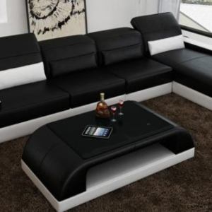 Compact Size LED Leather Sofa For 4 People / My Aashis