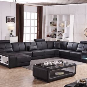 U-shaped Leather Sectional Sofa With Lights / My Aashis