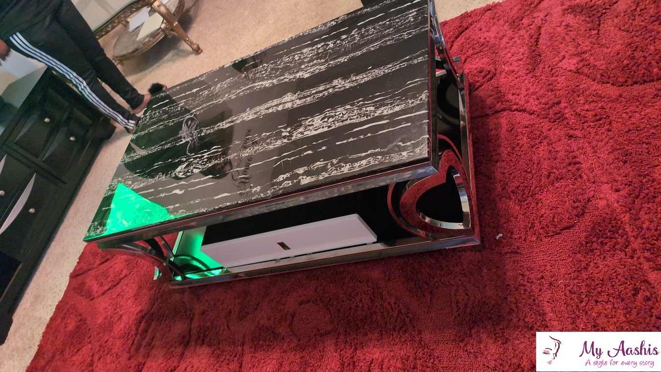 Modern Minimalist Marble Stainless Steel Coffee Table / My Aashis