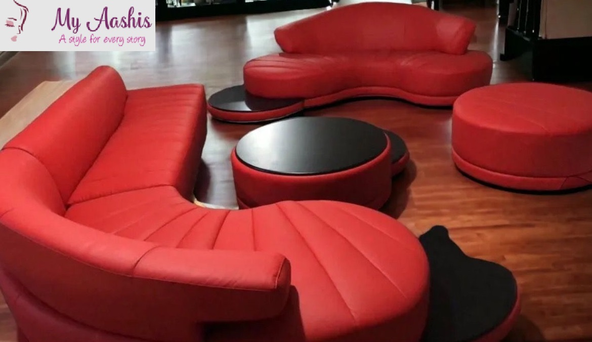 Ultra Comfort Curved Leather Sofa Set / My Aashis