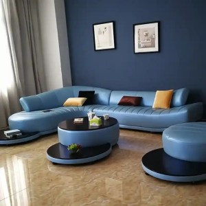 Ultra Comfort Curved Leather Sofa Set / My Aashis