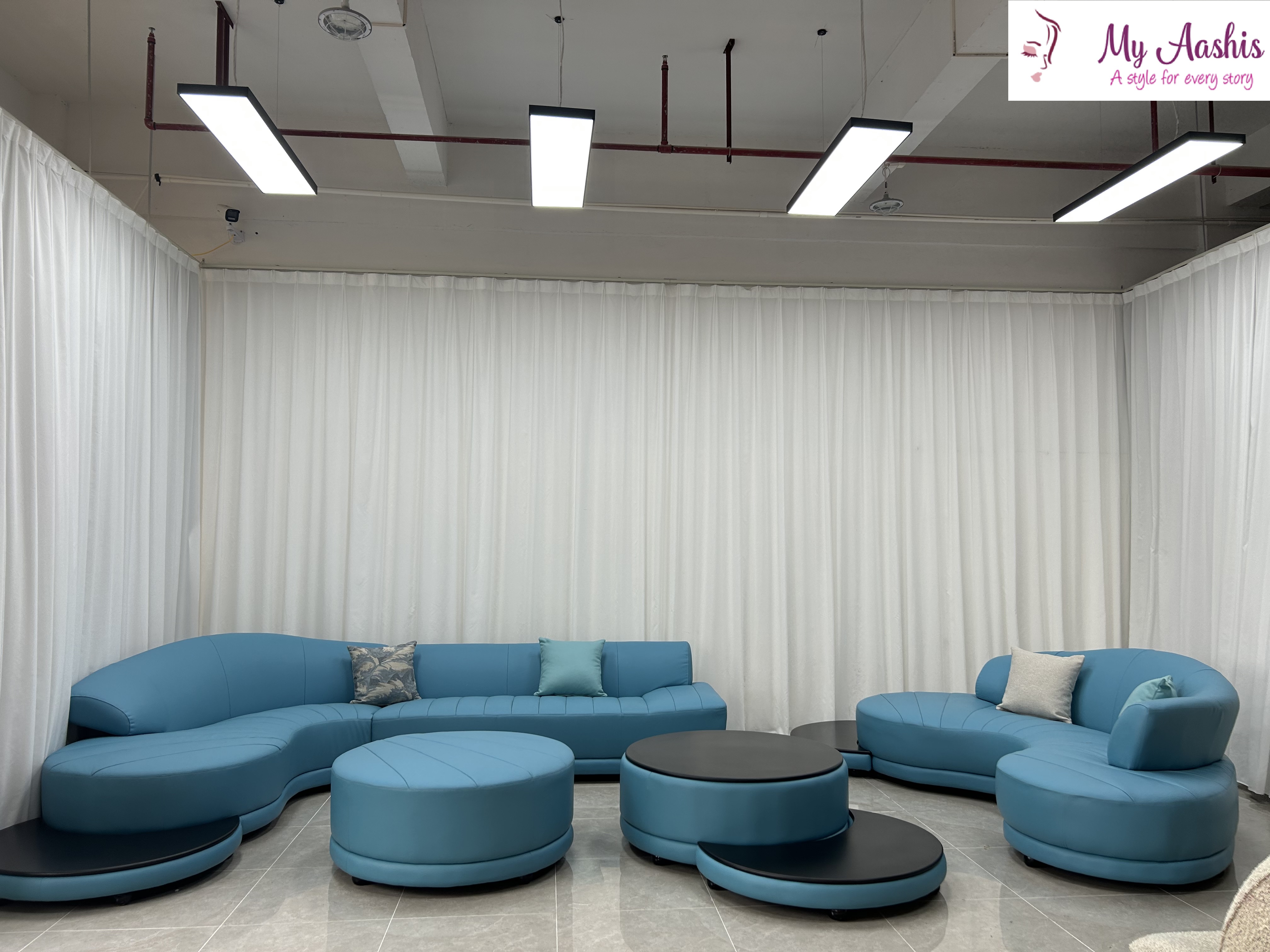 Modern Elegance Curved Sofa Set with Leather Upholstery / My Aashis