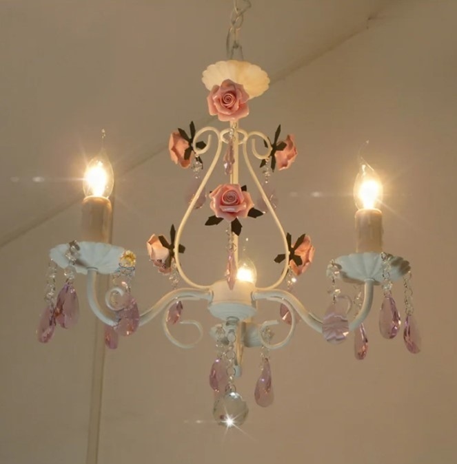 Pink Wedding Flower Crystal Chandelier Hanging Lamp / My Aashis
