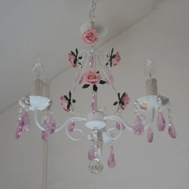 Pink Wedding Flower Crystal Chandelier Hanging Lamp / My Aashis