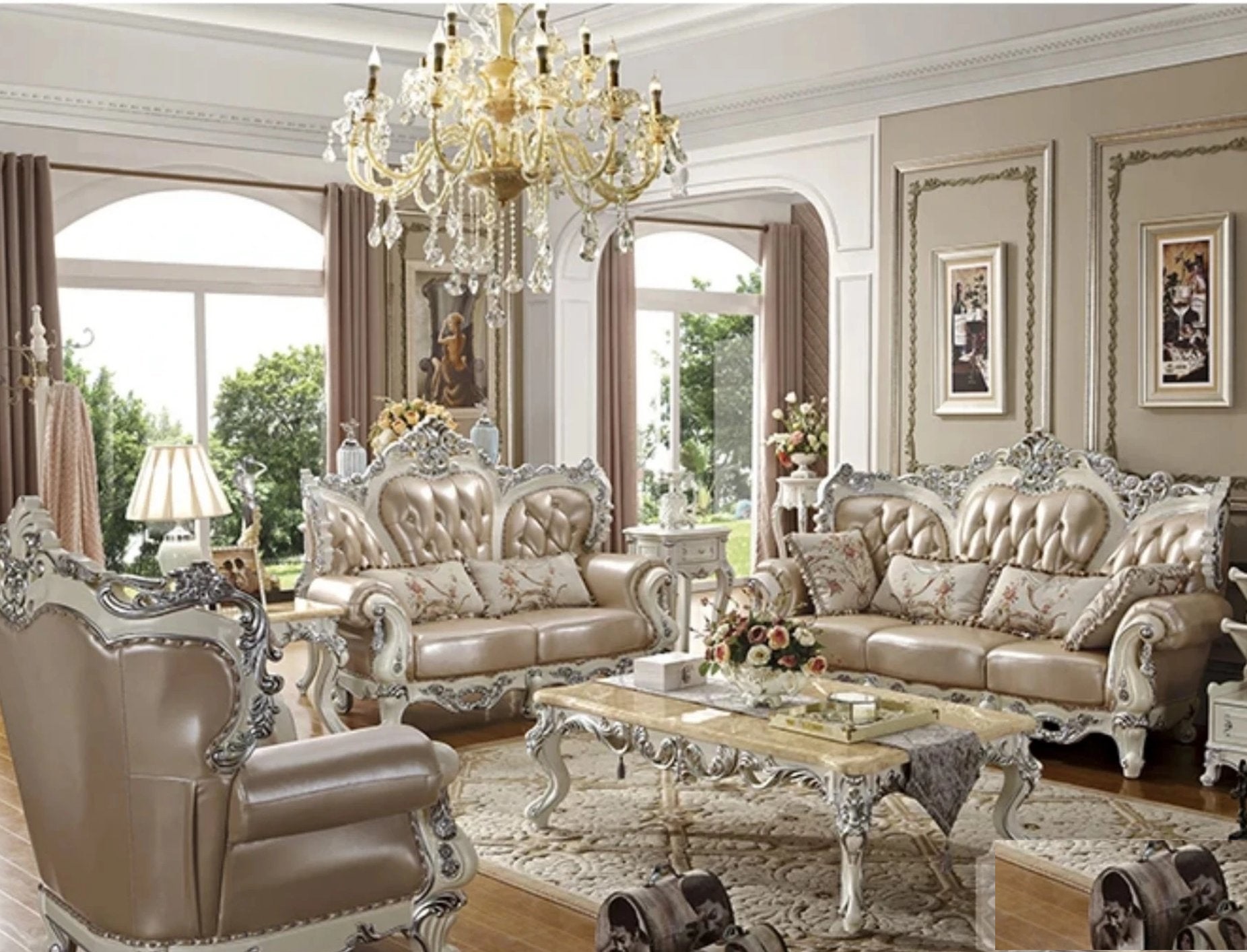 Artisan Crafted Classic European Sofa Set