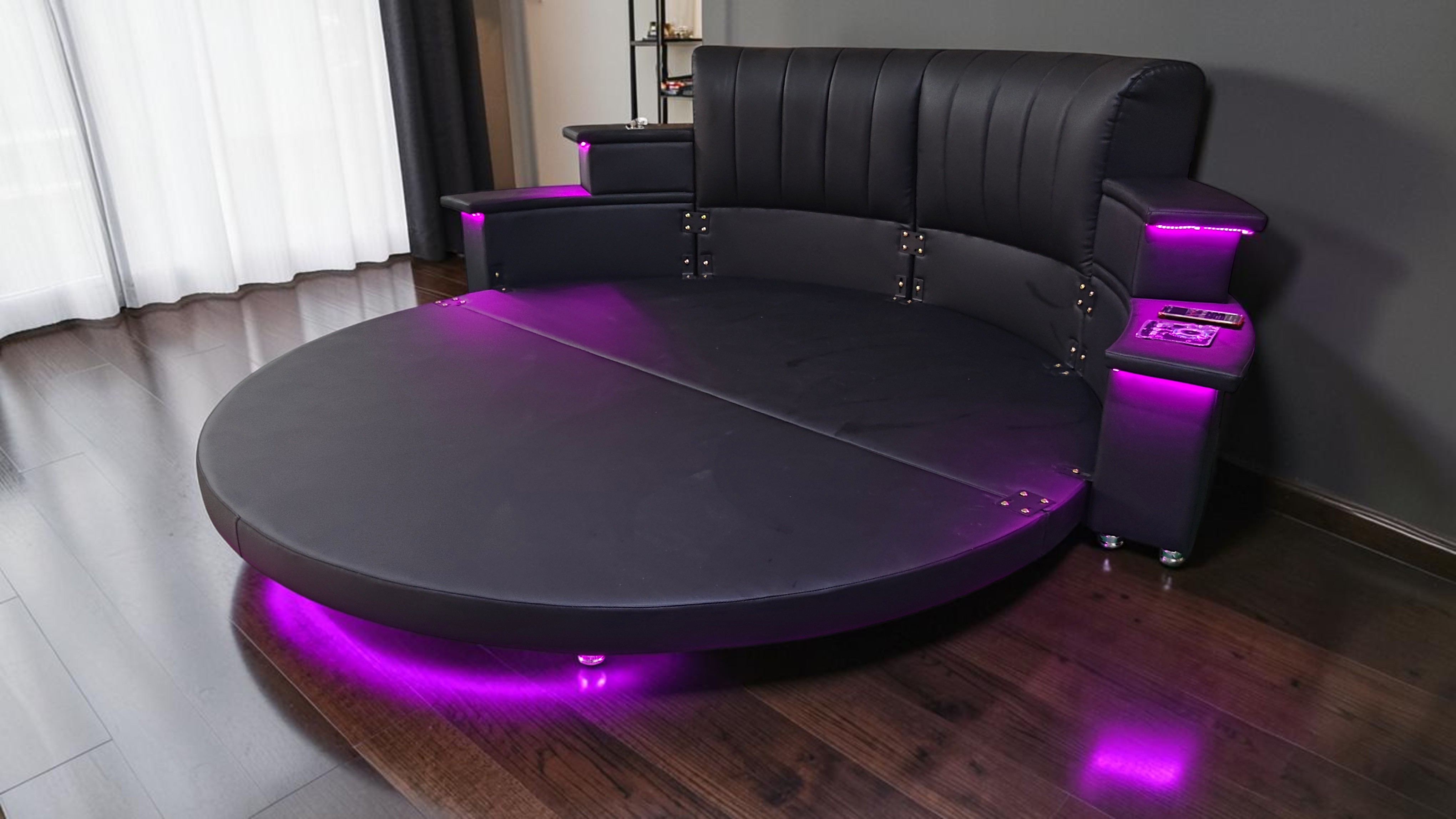 Modern Round Bed Frame With LED / My Aashis