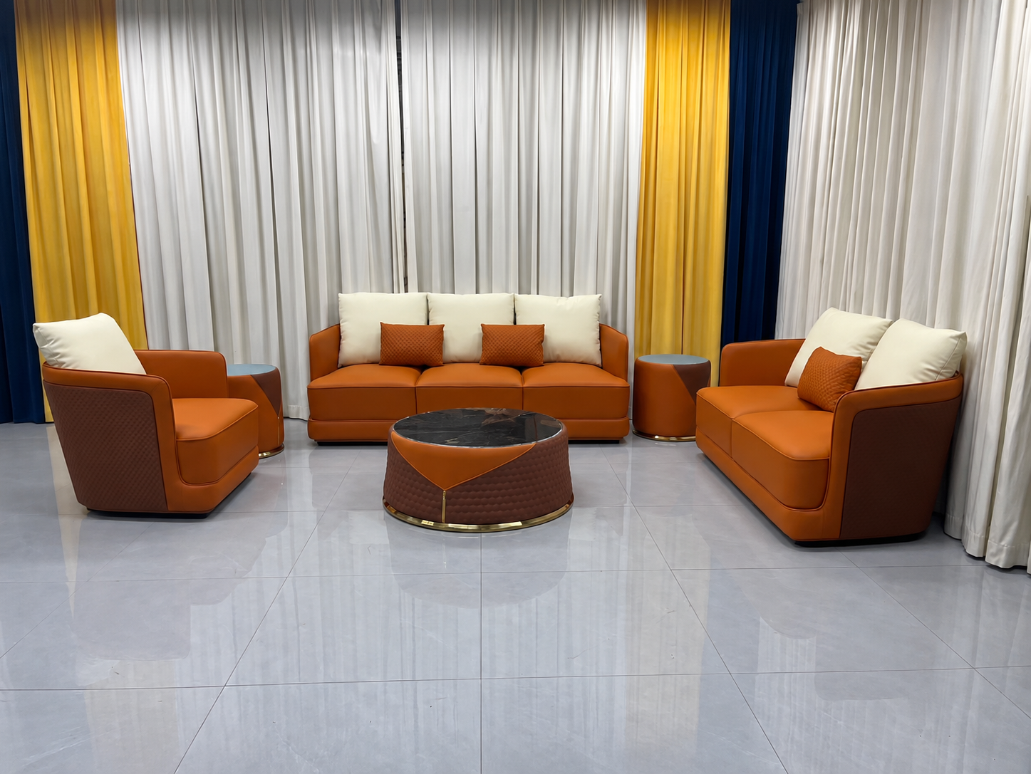Luxurious Attractive 3 Piece Leather Sofa Set / My Aashis