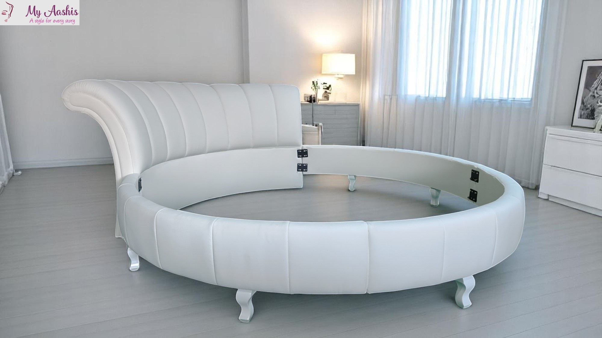 Fabric Round Bed With Mattress / My Aashis