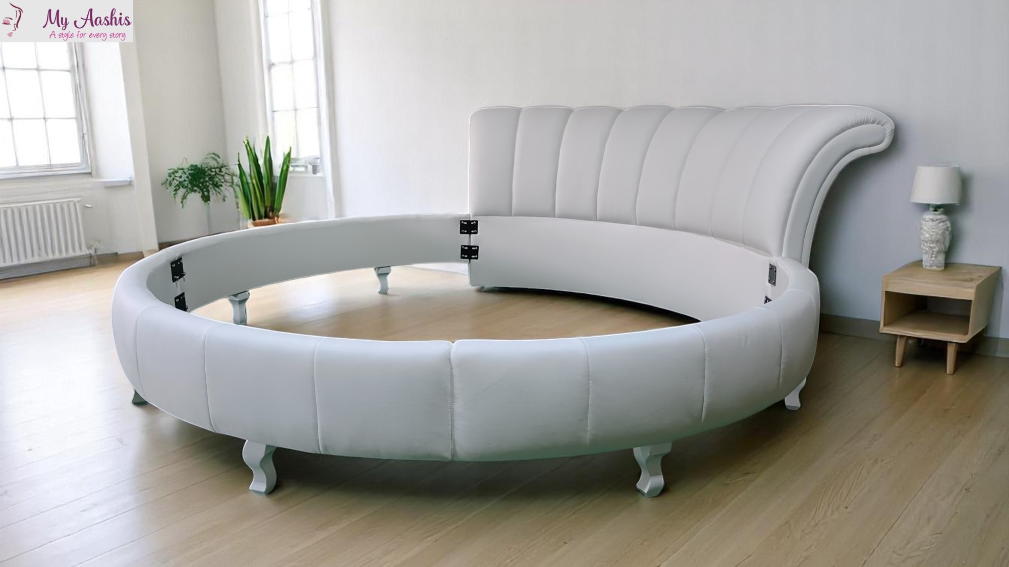 Fabric Round Bed With Mattress / My Aashis