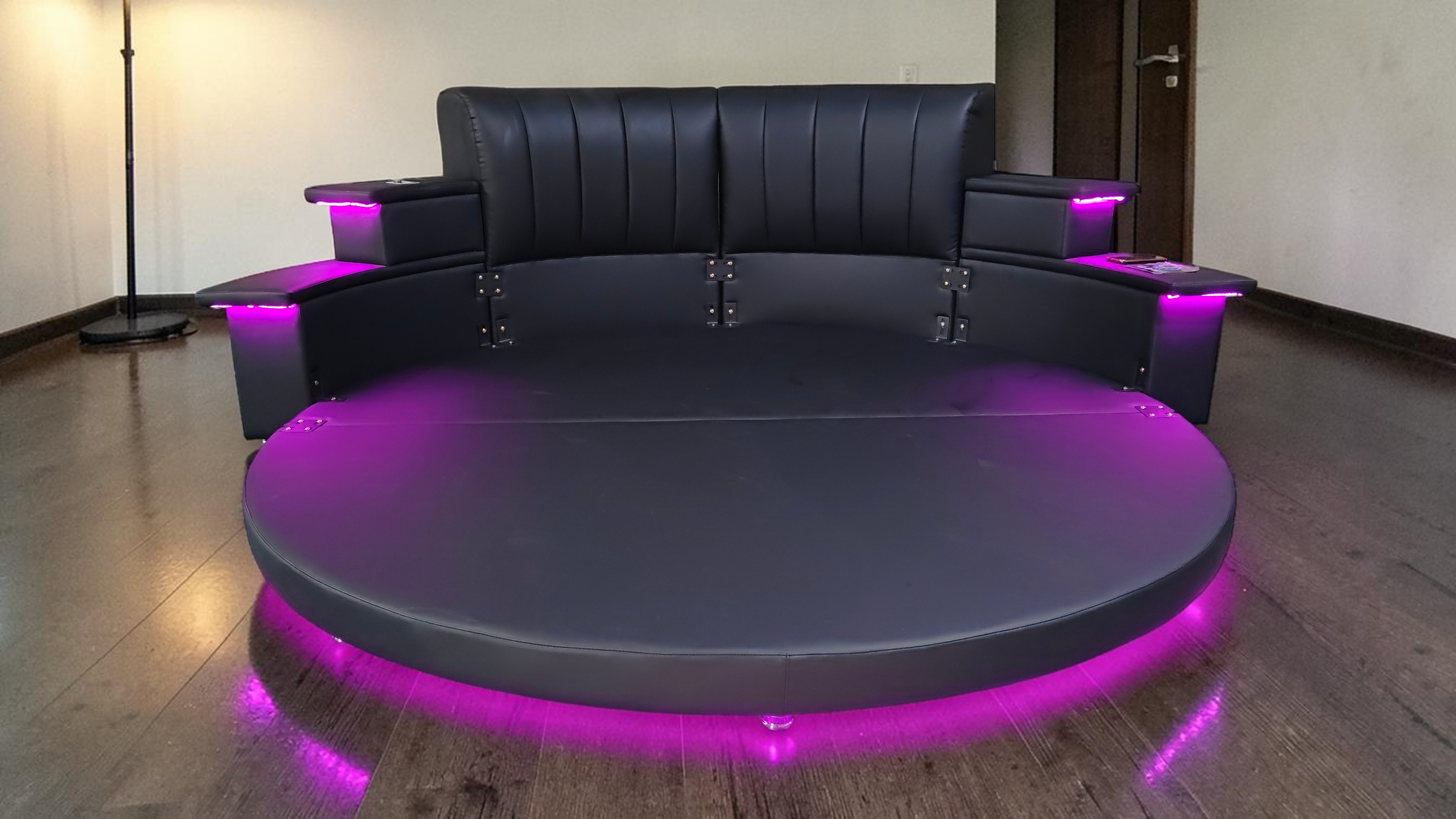 Modern Round Bed Frame With LED / My Aashis