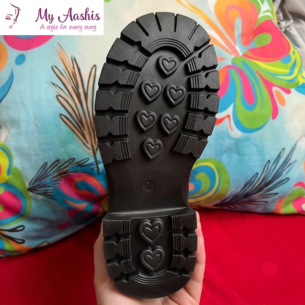 Black PU Leather Winter Boots For Kids / My Aashis