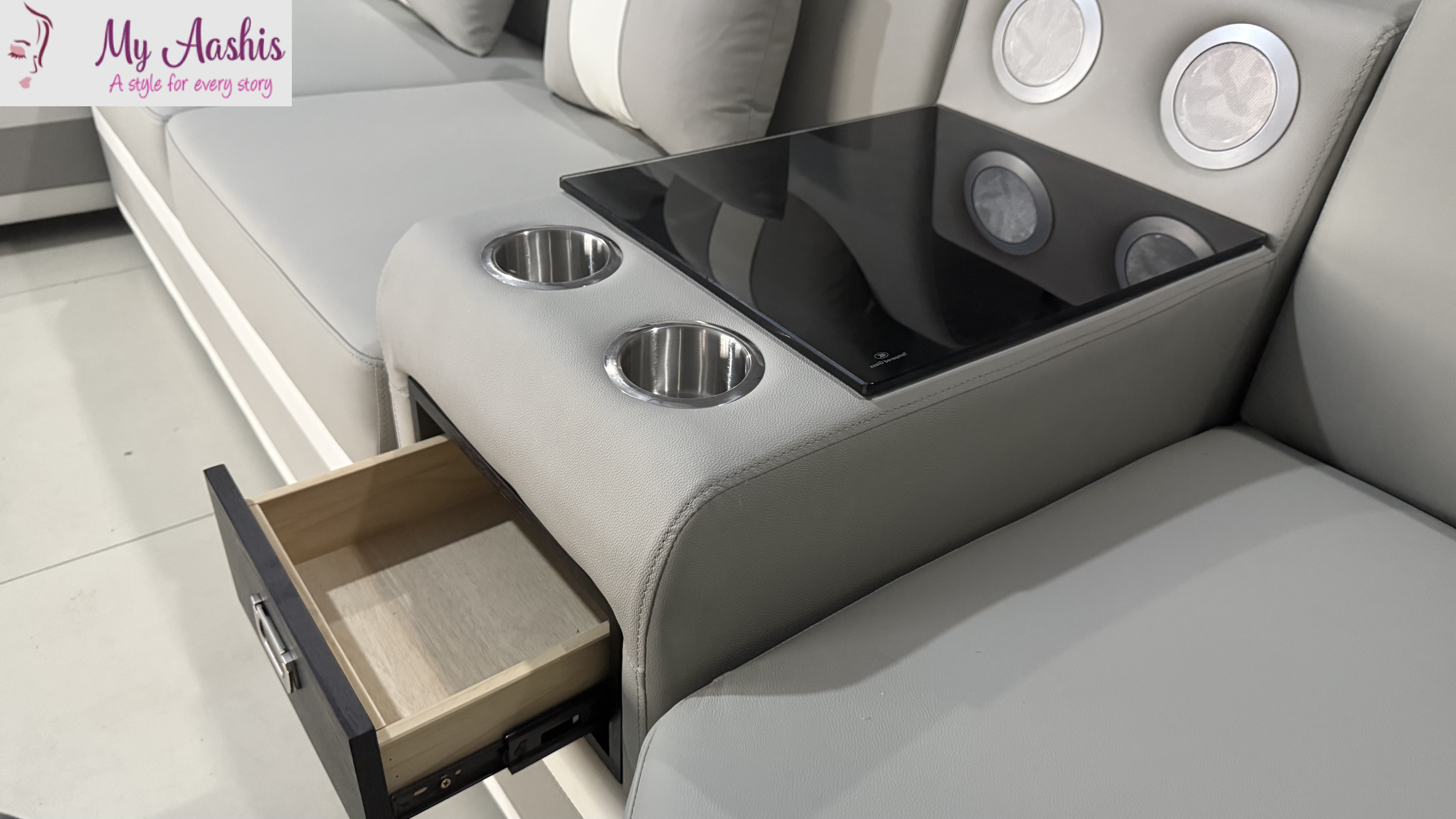 LED Leather Sectional Couch With Chaise / My Aashis