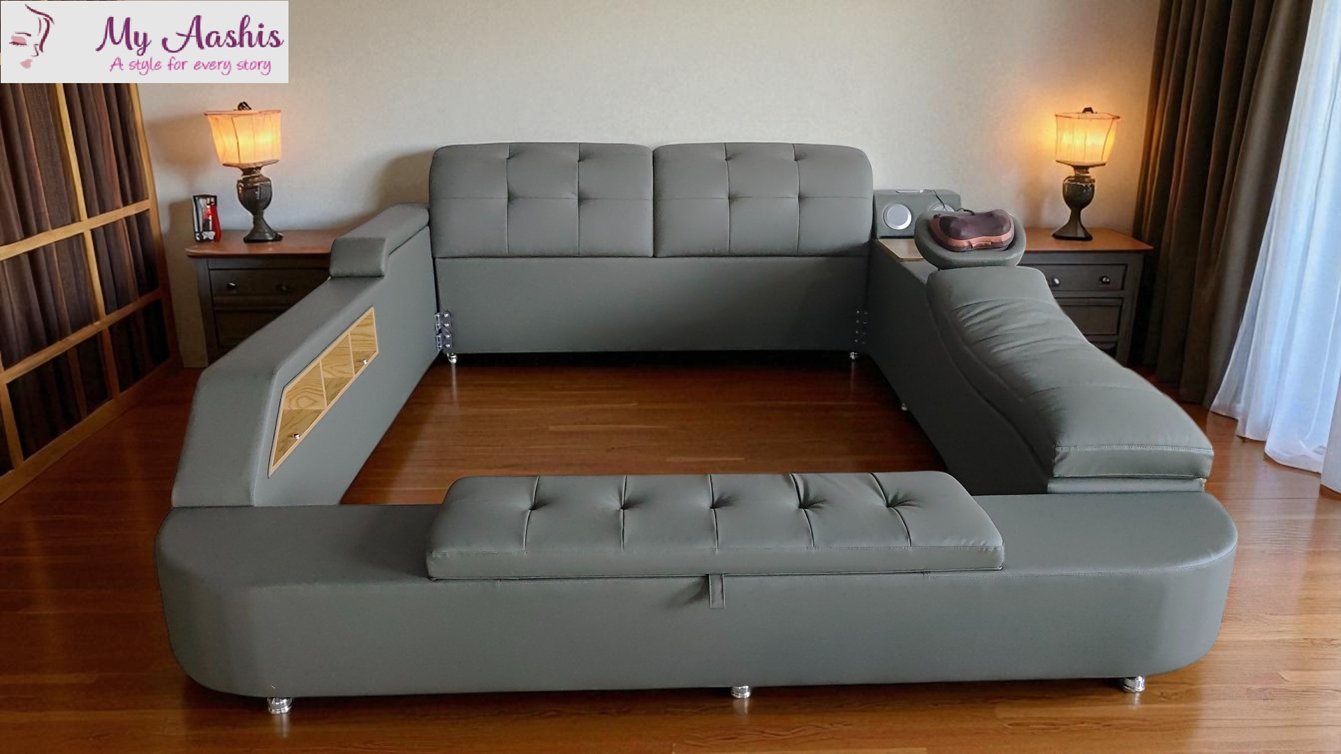 Modern Smart Leather Bed Frame / My Aashis