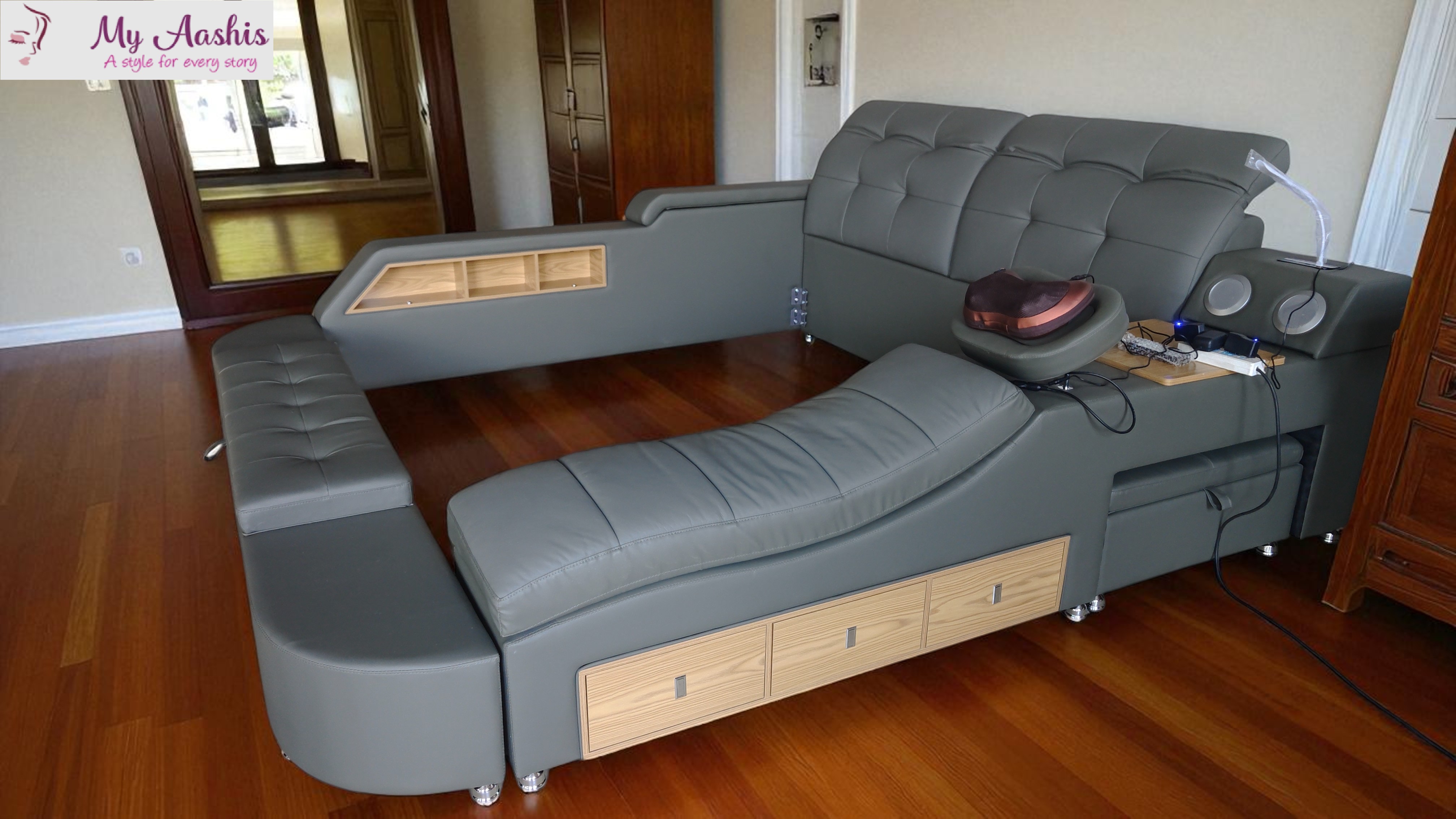 Modern Smart Leather Bed Frame / My Aashis