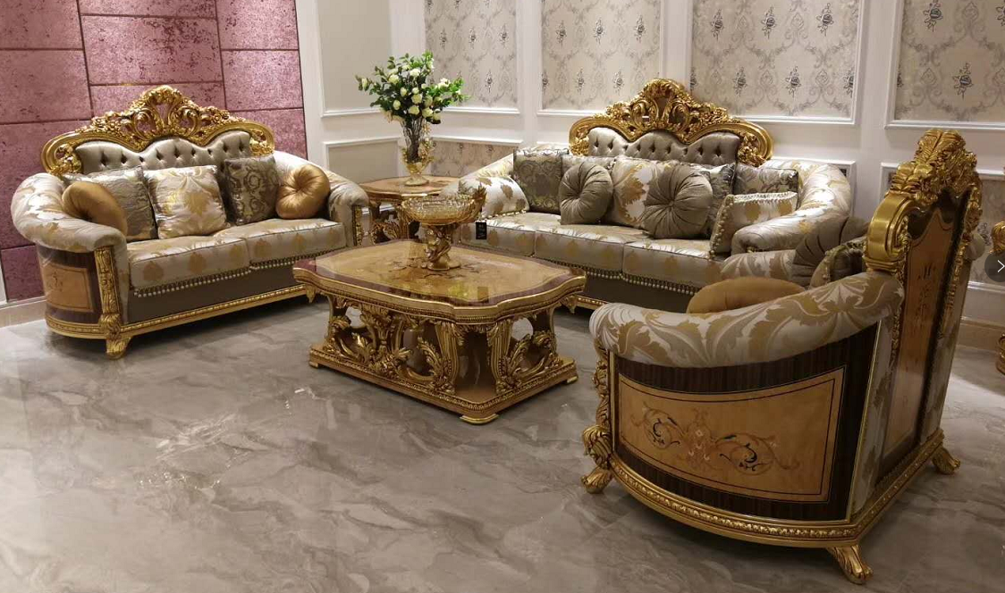 Antique Style European Velvet Fabric Sofa Set / My Aashis