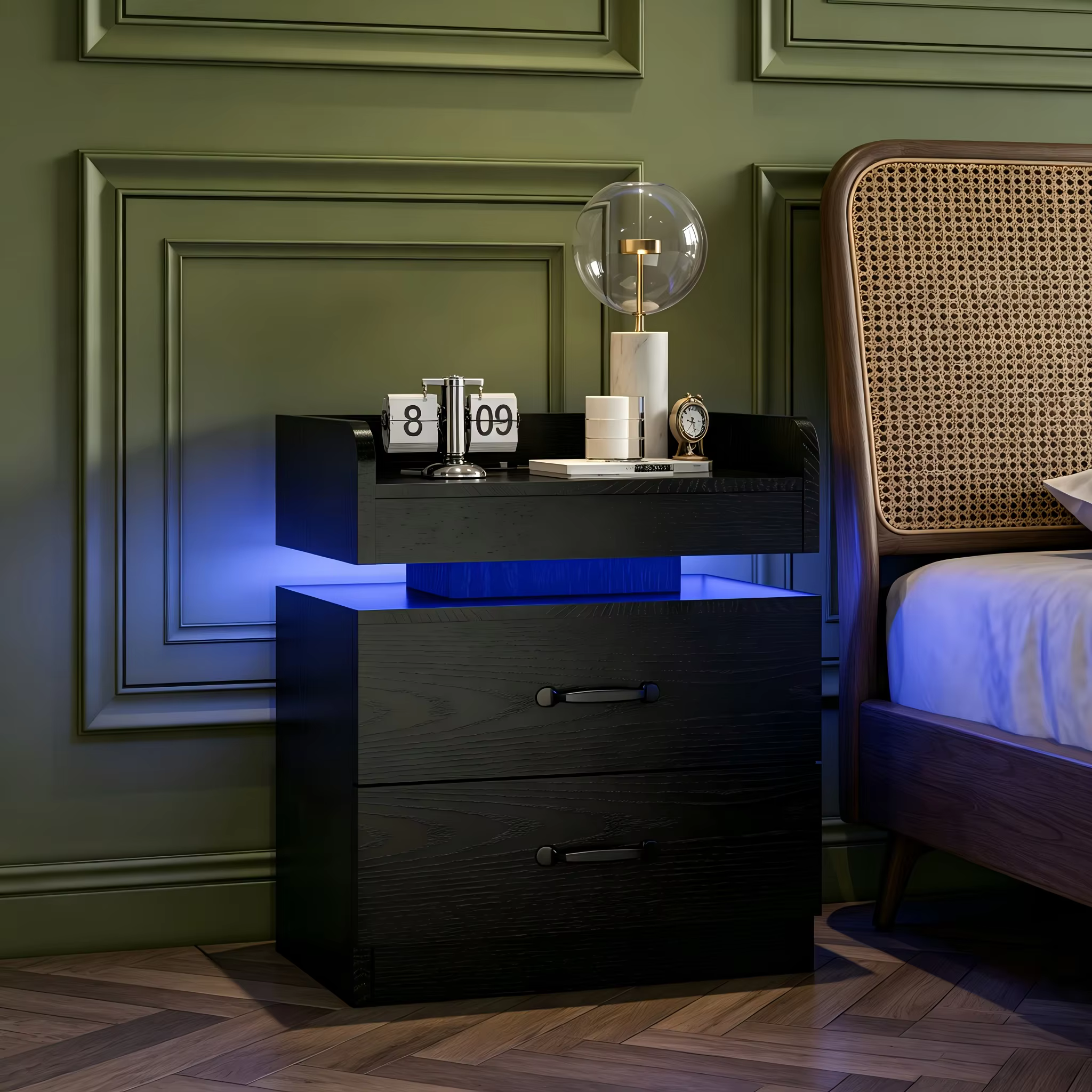 Extreme Gleamy 2-Drawer LED Mounted Night Stand / My Aashis
