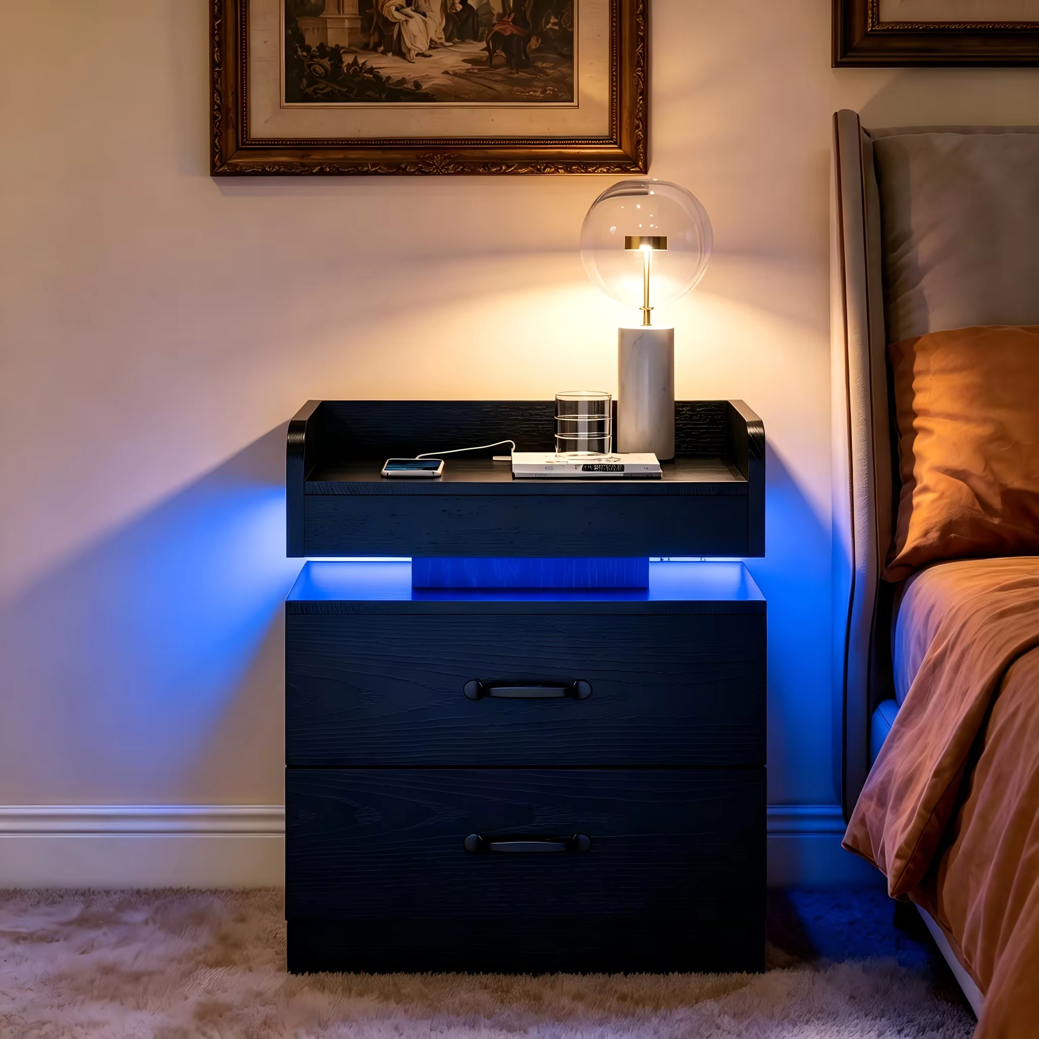 Extreme Gleamy 2-Drawer LED Mounted Night Stand / My Aashis