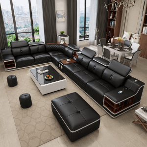 Lavishing L-Shaped Leather Sectional Sofa / My Aashis