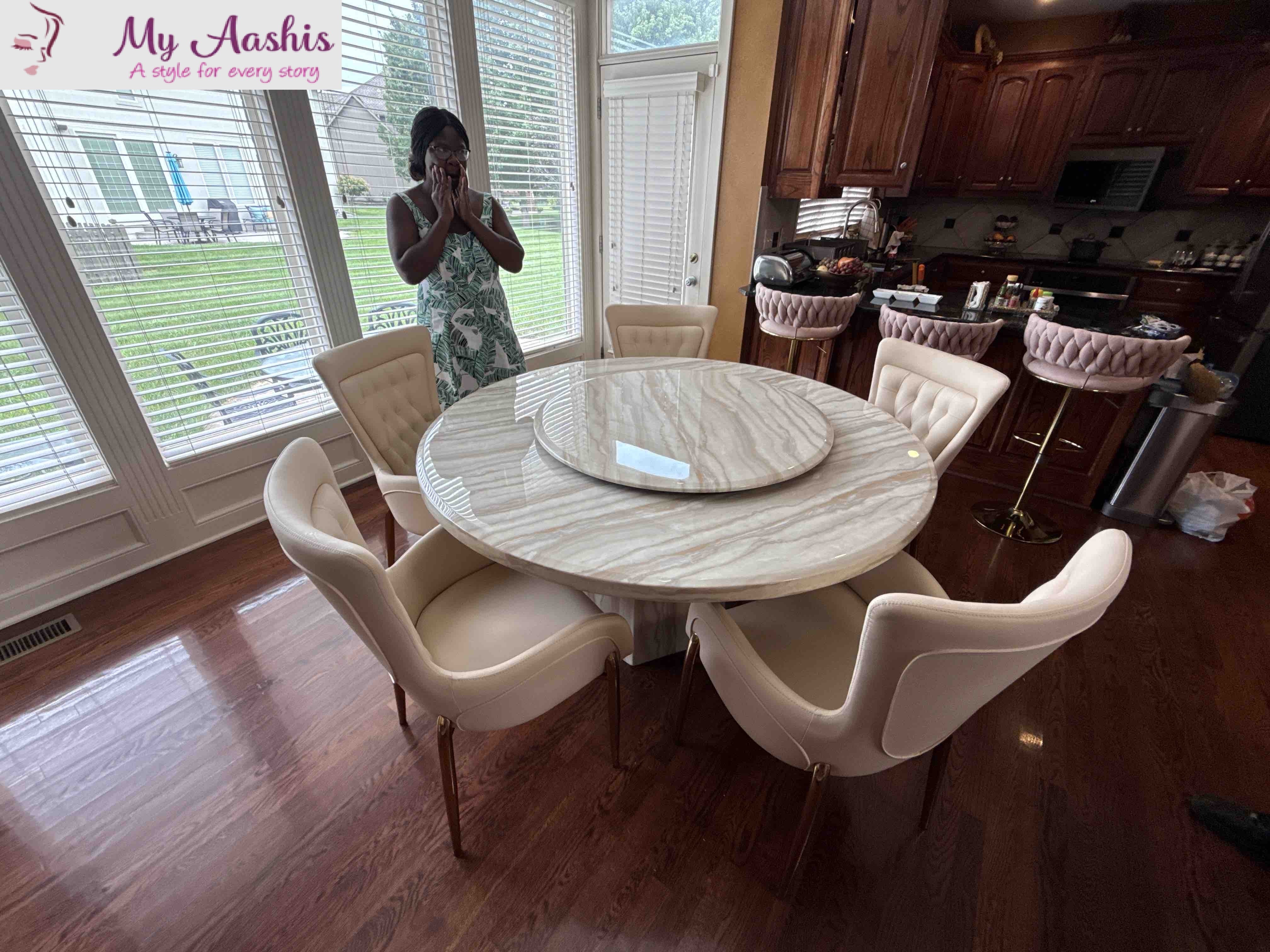 Round Marble Dining Table With Lazy Susan / My Aashis