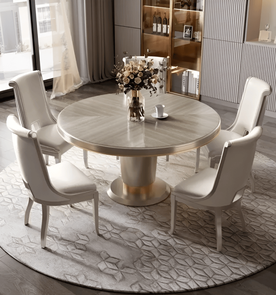 Stylish Round Wooden Dining Table Set for Elegance