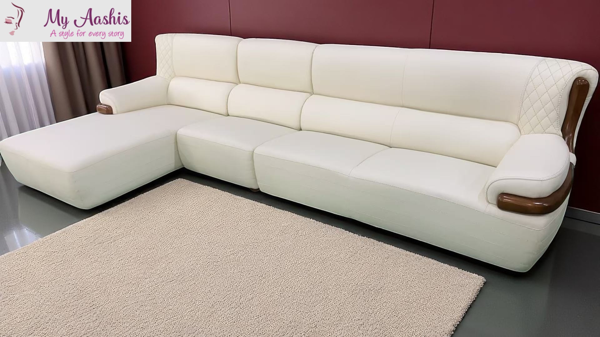 Comfortable L-Shaped Leather Sectional Sofa / My Aashis