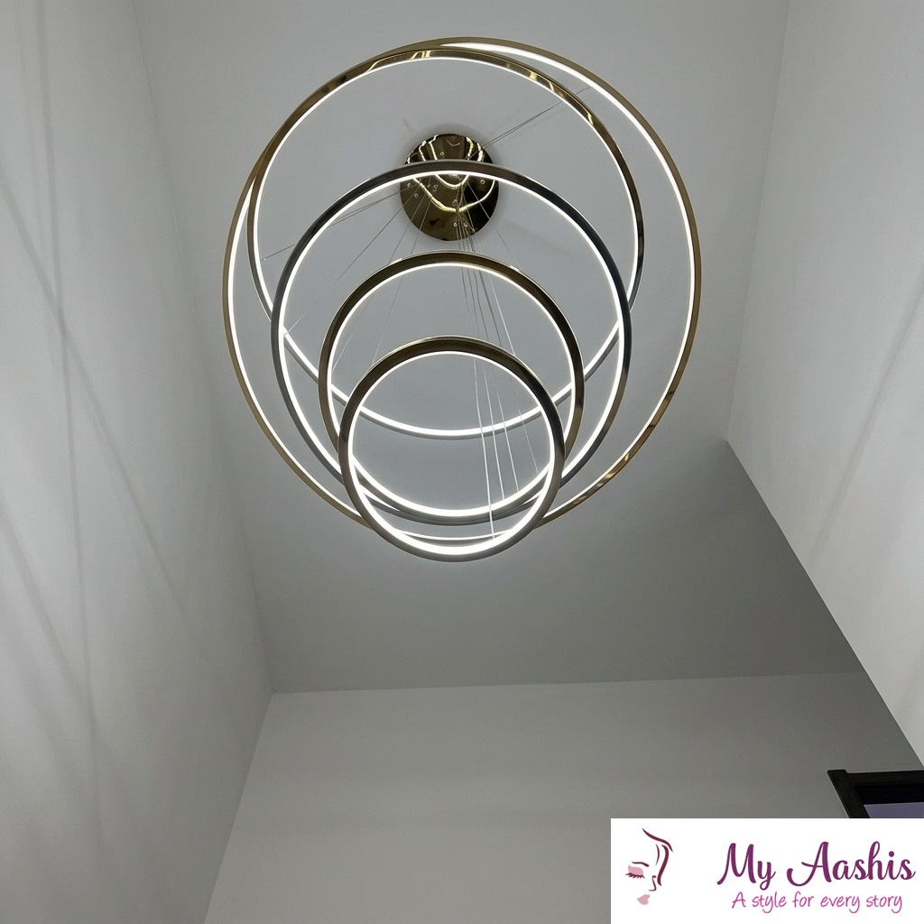 2-Ring Stylish Large LED Chandelier Light / My Aashis