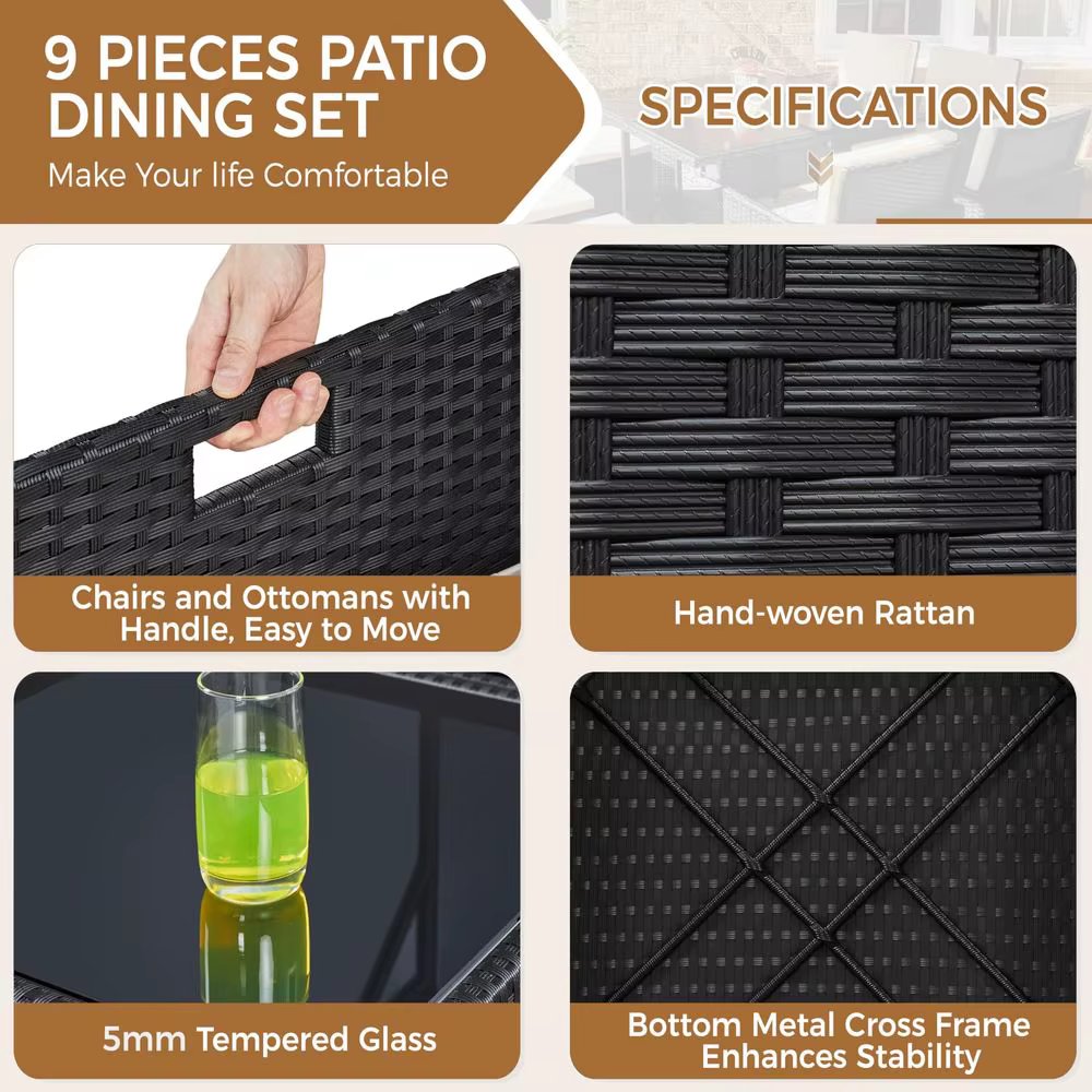 Outdoor Patio Family Dining Table Set With Stool / My Aashis