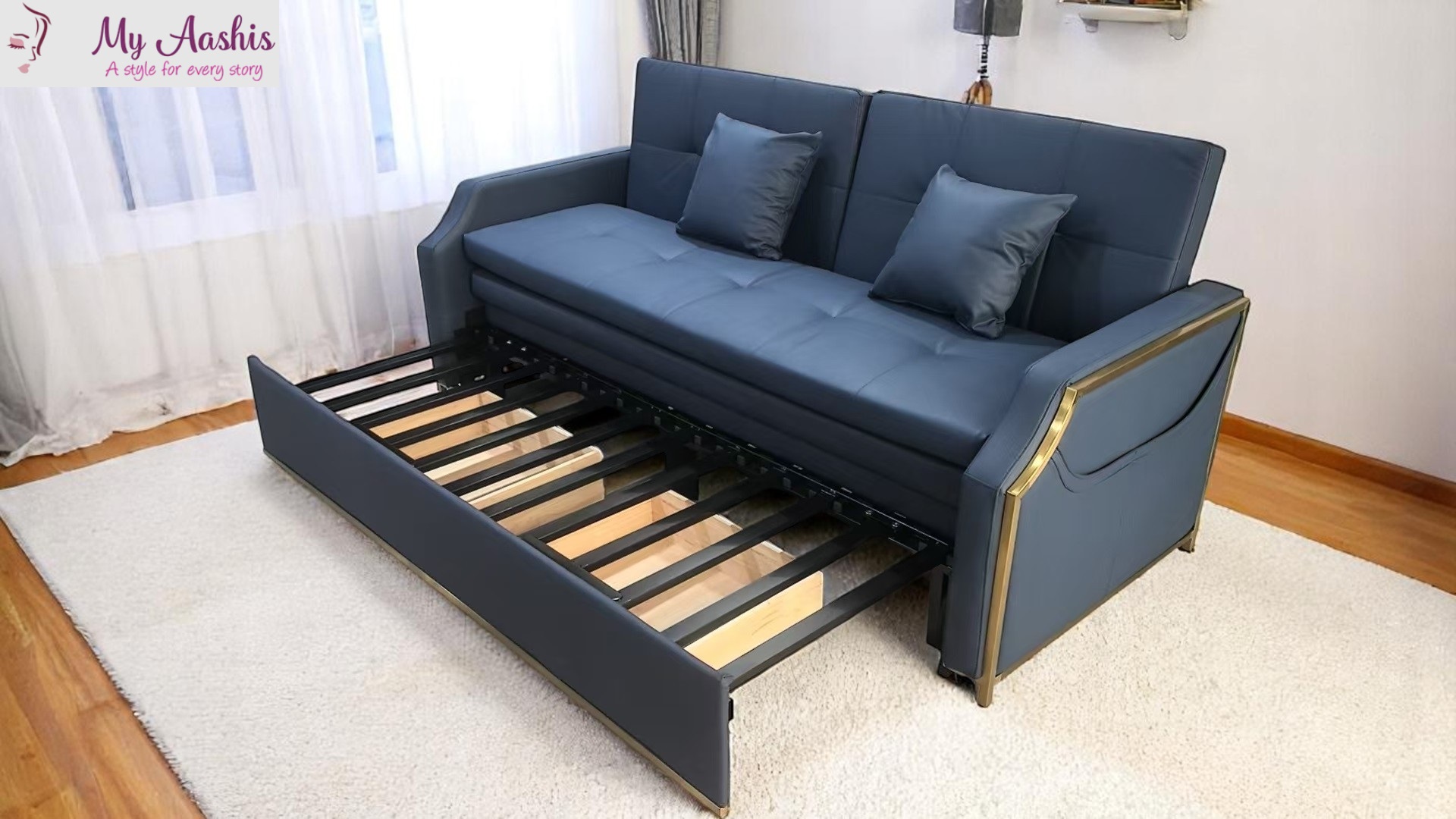 Multifunctional Leather Sofa Bed / My Aashis
