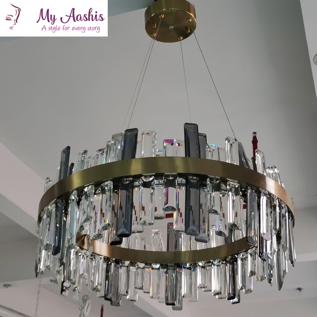 Golden Crystal Chandelier For Light Luxury Villa / My Aashis