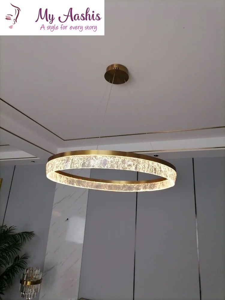 Gold Ice Texture Ring LED Chandelier / My Aaashis