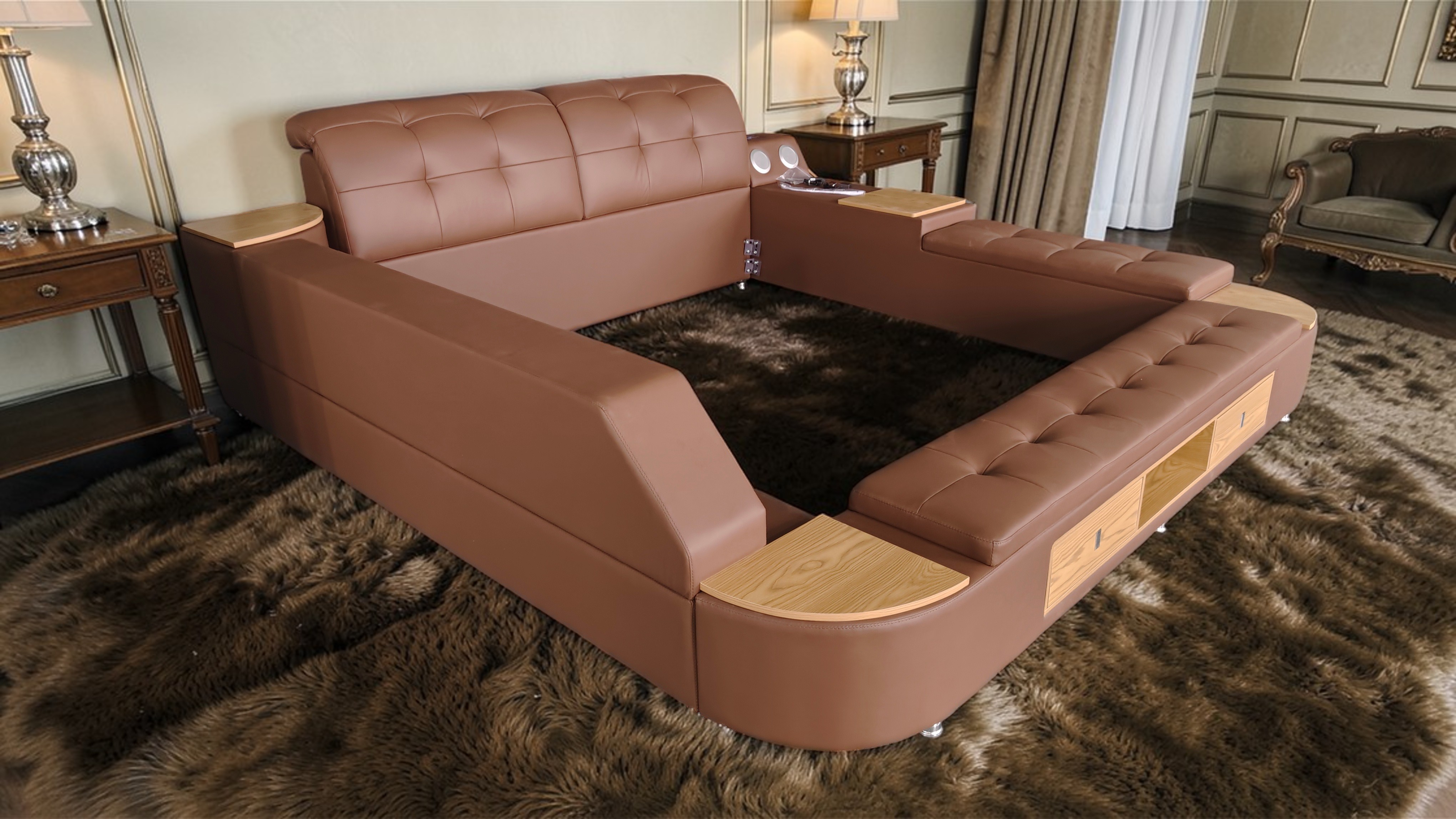 Multipurpose Smart Leather Bed / My Aashis