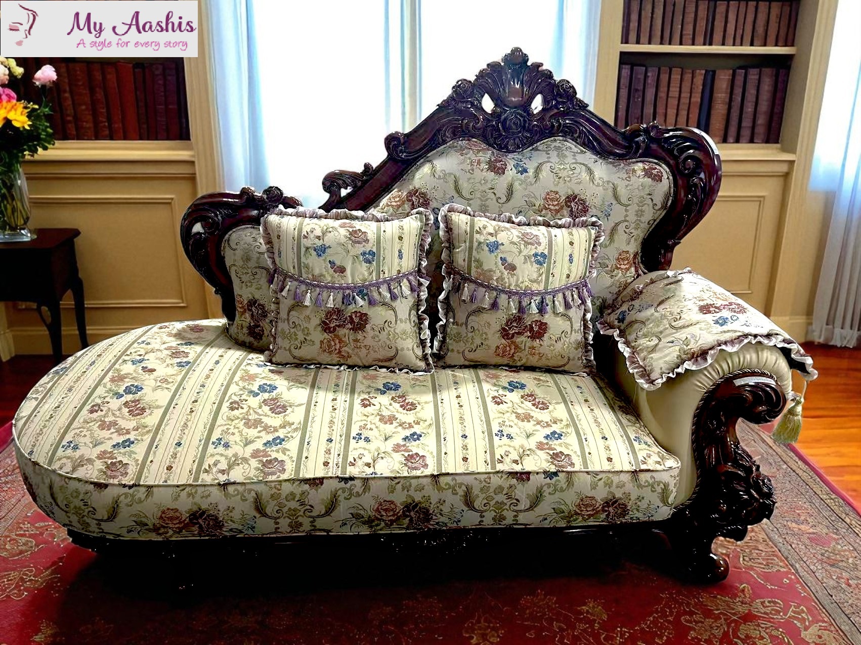 Liville European Handcrafted Fabric Sofa Set of 3 / My Aashis