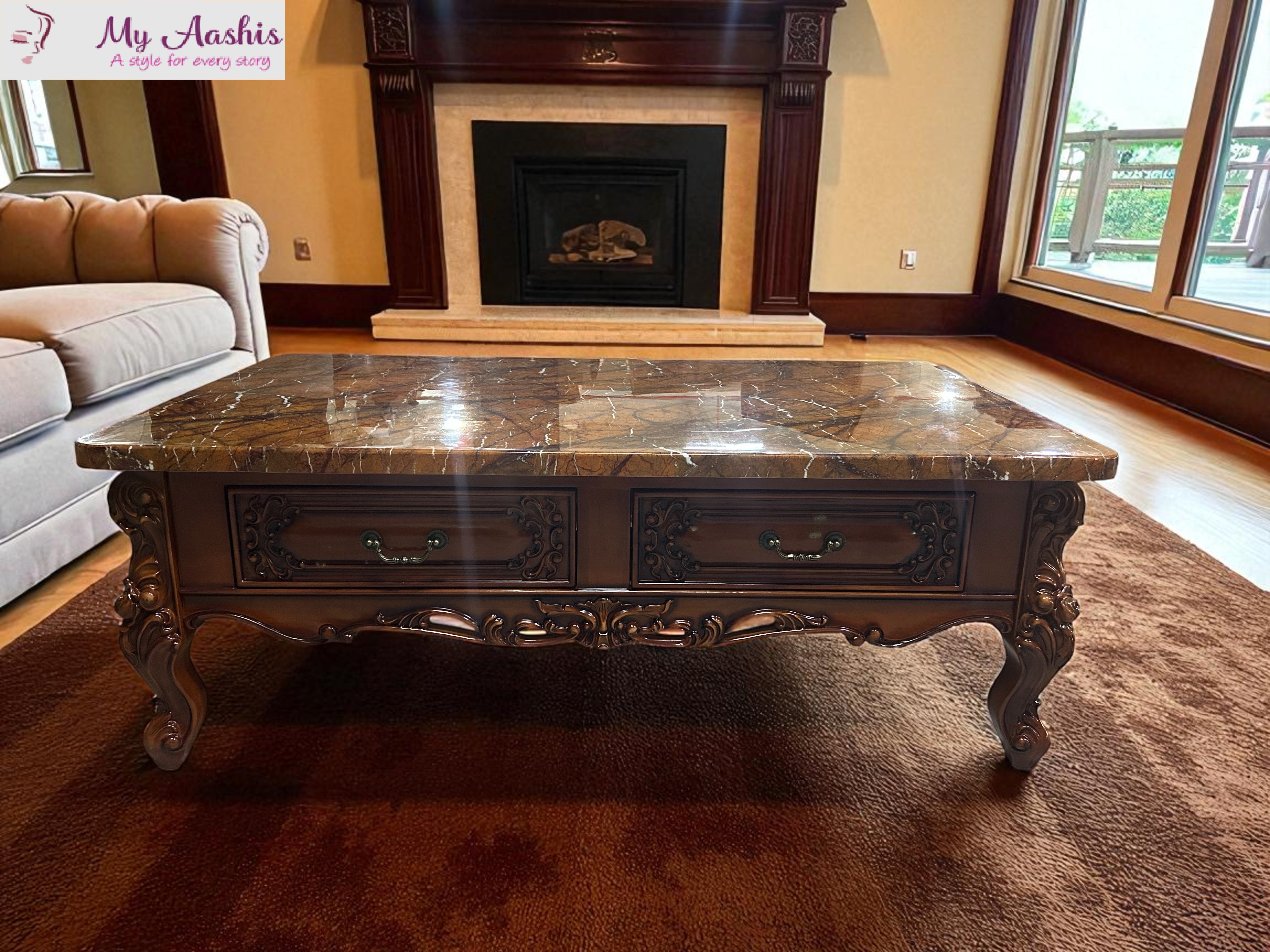 Liville European Handcrafted Fabric Sofa Set of 3 / My Aashis