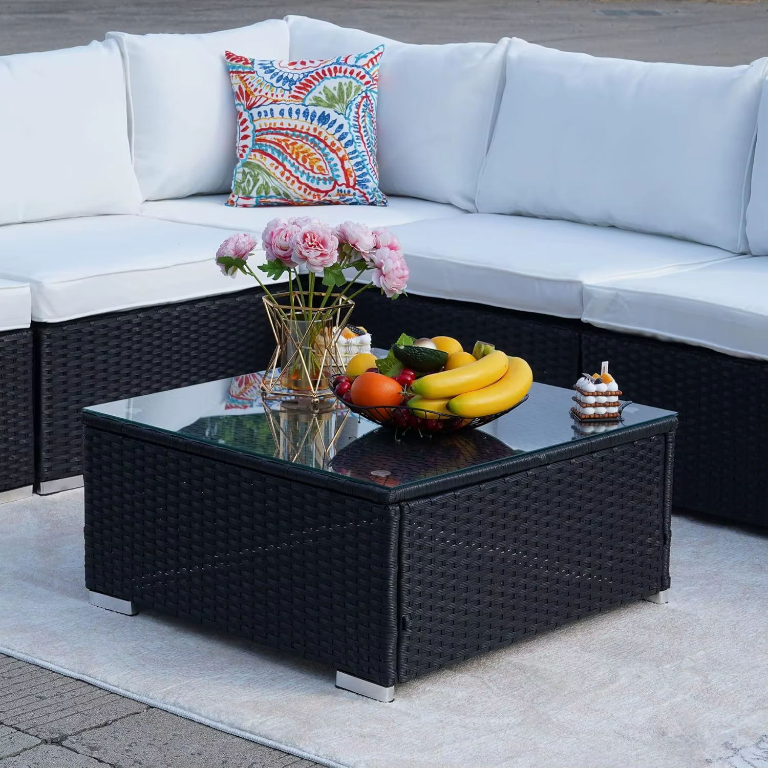 7 Pcs Elegant Rattan Patio Sofa Set