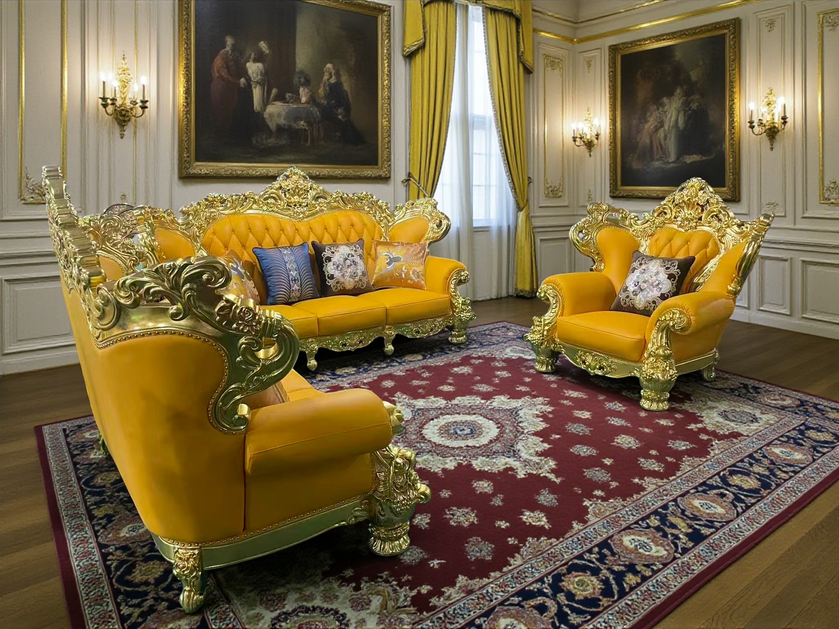 Liville European Handcrafted Leather Sofa Set / My Aashis