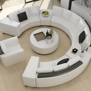 Trendy Curved Leather Sofa Set / My Aashis