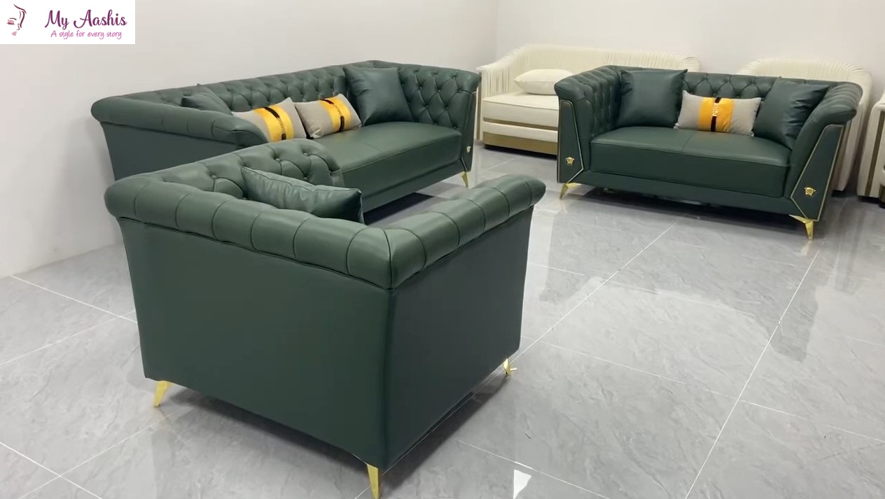 Chesterfield Leather Sofa Set of 3 / My Aashis