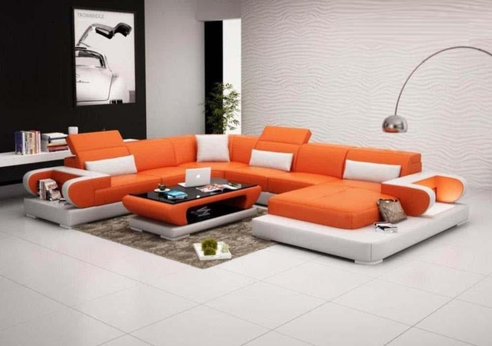 U Shaped LED Leather Sectional / My Aashis