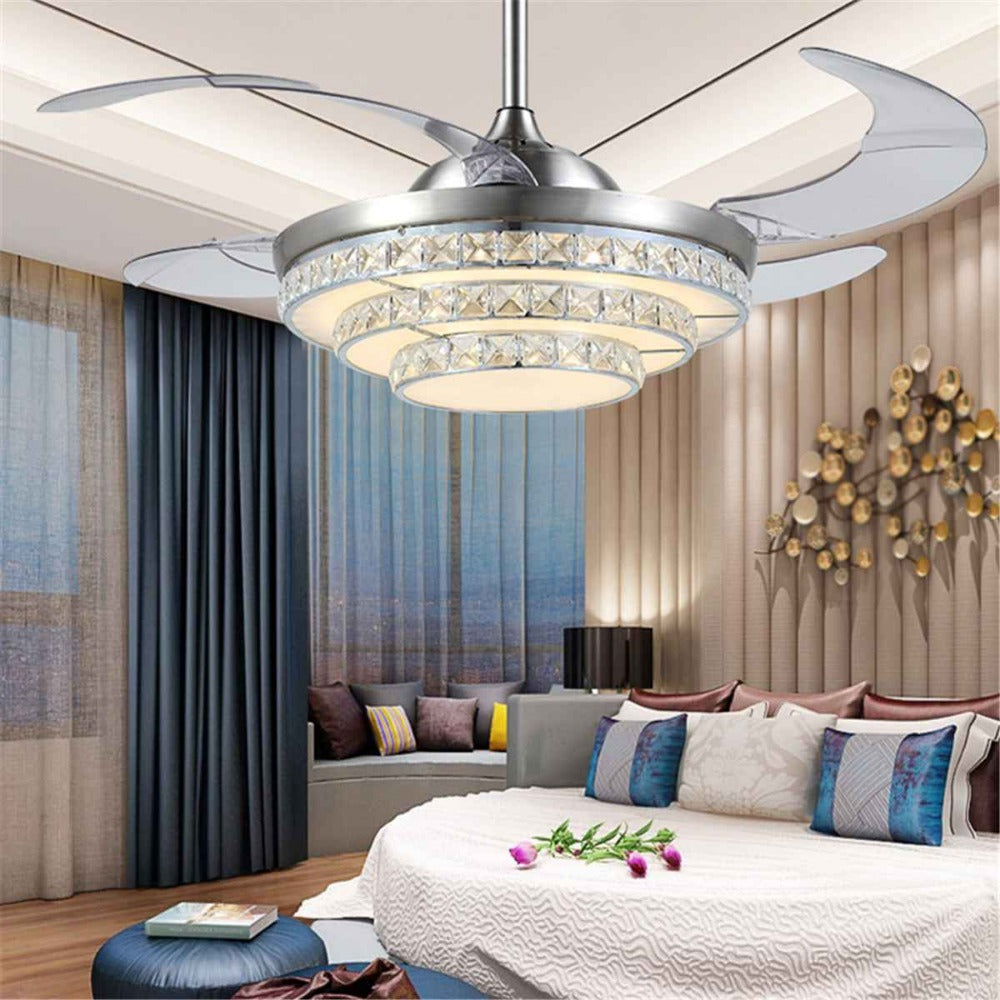 Modern Luxurious Invisible Crystal Ceiling Fan Light Online Furniture My Aashis