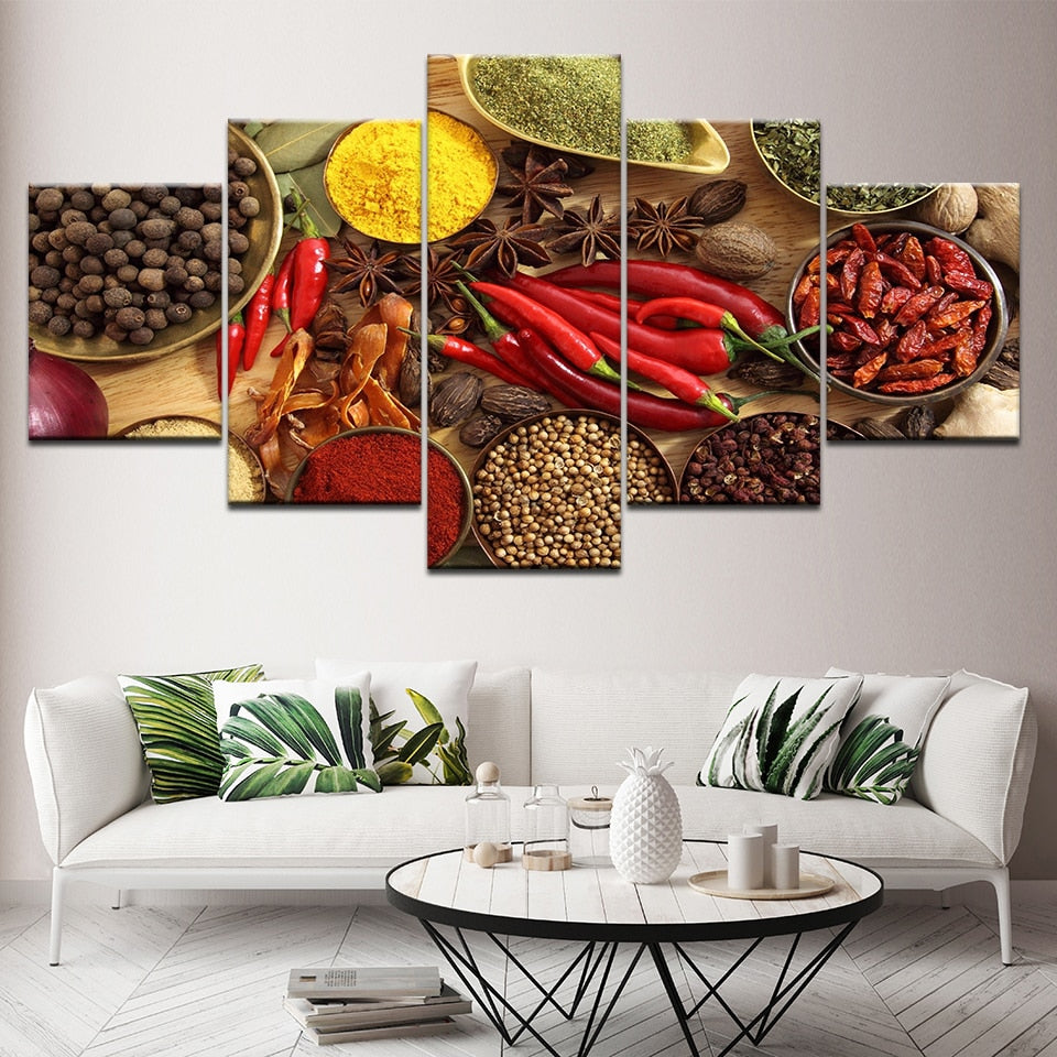 https://myaashis.com/wp-content/uploads/2022/11/Home-Decor-Wall-Art-Framed-Posters-Prints-5-Panel-Spoon-Grains-Spices-Peppers-Canvas-Painting-Kitchen.jpg