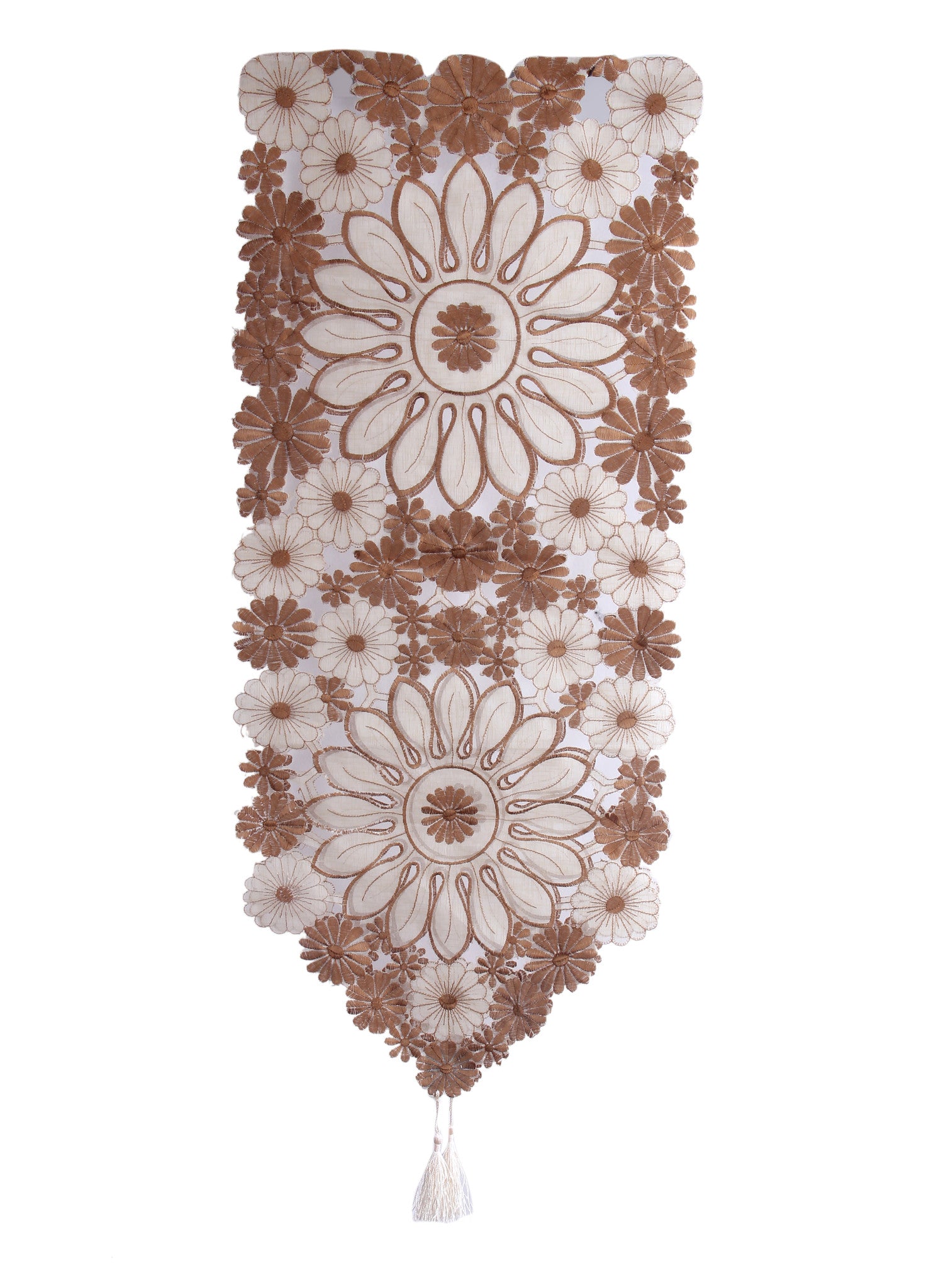 Vintage Brown Lace Table Runner And Dresser Scarves Embroidered Floral -  Online Furniture Store - My Aashis