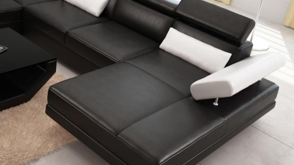 Stylish Leather Sectional With Chaise / My Aashis