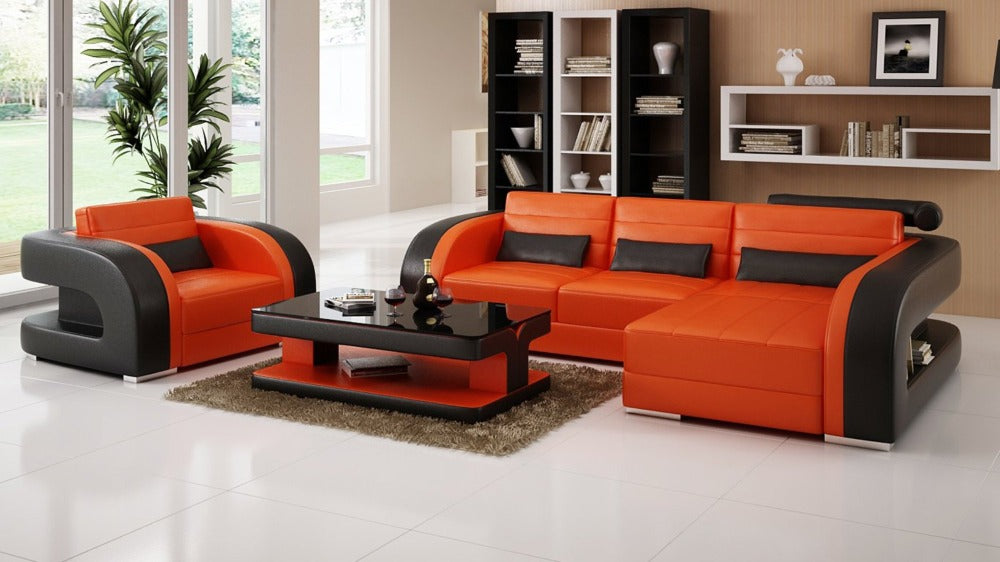 Fashioned Leather Sectional Sofa Set / My Aashis