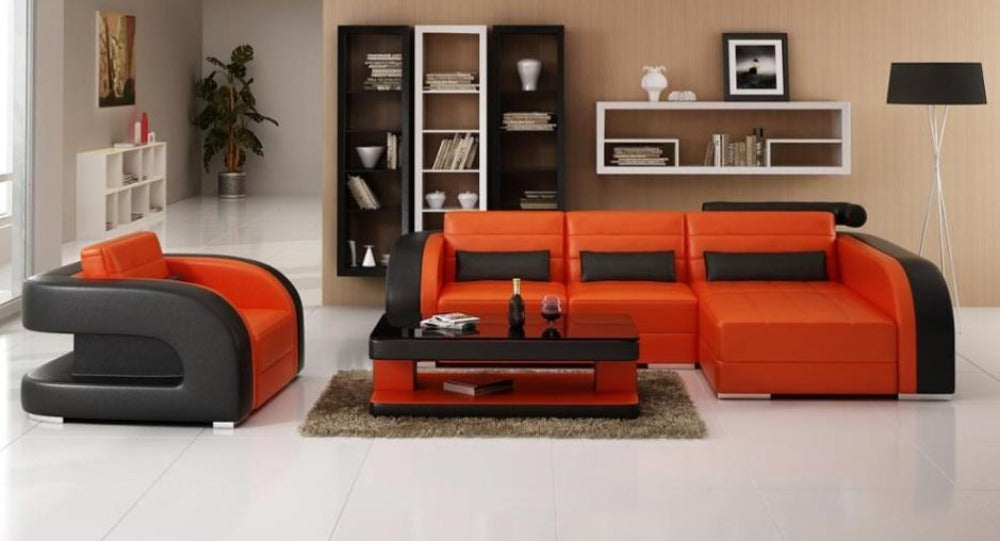 Fashioned Leather Sectional Sofa Set / My Aashis